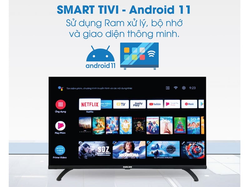 Smart voice Tivi Darling 32 inch 32HD964V sử dụng hệ điều hành Android 11