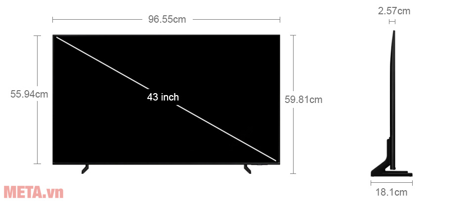 Kích thước tivi Samsung QA43Q63CAKXXV