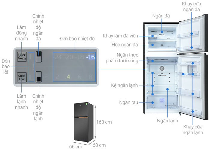 Cấu tạo của Tủ lạnh Beko RDNT371I50VK