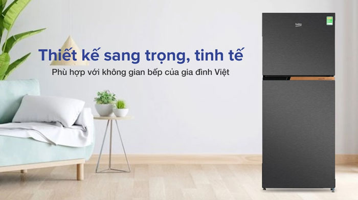 Tủ lạnh Beko RDNT371I50VK thuộc dòng tủ lạnh 2 cánh có thiết kế đơn giản
