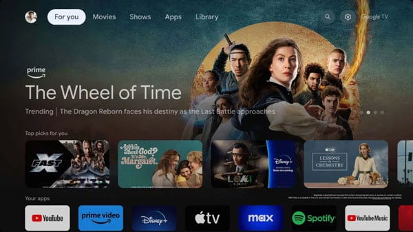 Tivi TCL 65 inch QD-MiniLED 65C6K sử dụng hệ điều hành có giao diện Google TV thân thiện