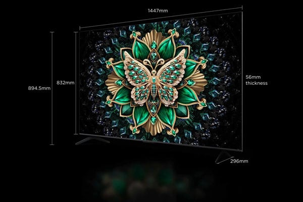 Kích thước của tivi TCL 65 inch QD-MiniLED 65C6K