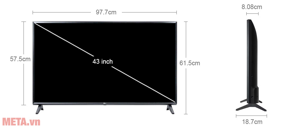 Kích thước tivi LG 43LM5750PTC