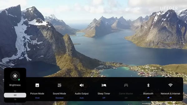 tivi TCL 65C6K có chế độ Quick Settings
