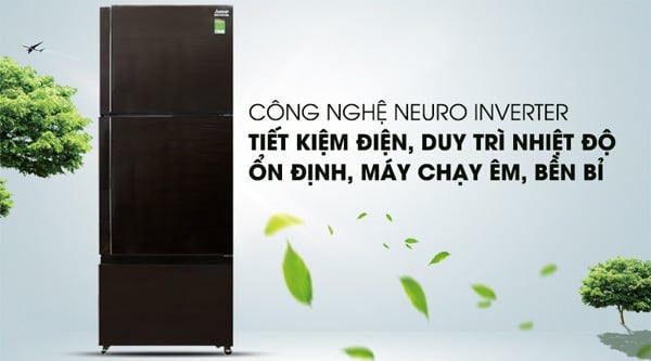 Tủ lạnh Mitsubishi Electric Inverter 414 lít MR-V50ER-BRW-V có công nghệ Neuro Inverter