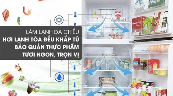 Tủ lạnh Mitsubishi Electric Inverter 414 lít MR-V50ER-BRW-V có hệ thống làm lạnh đa chiều All Around Cooling