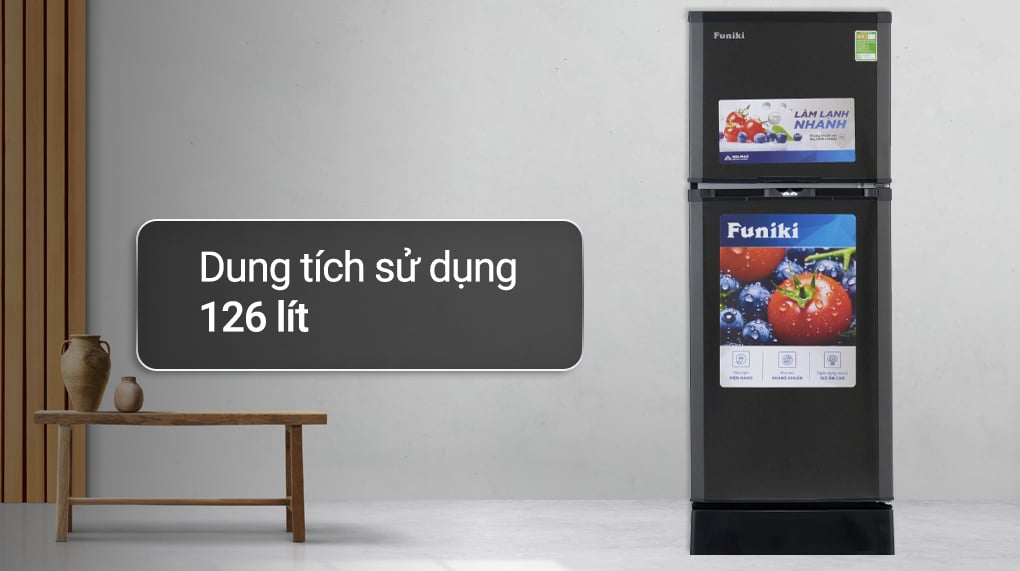 Tủ lạnh 2 cánh Funiki HR T6126TDG có dung tích sử dụng là 126 lít