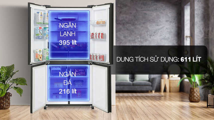 Tủ lạnh có dung tích sử dụng 611 lít