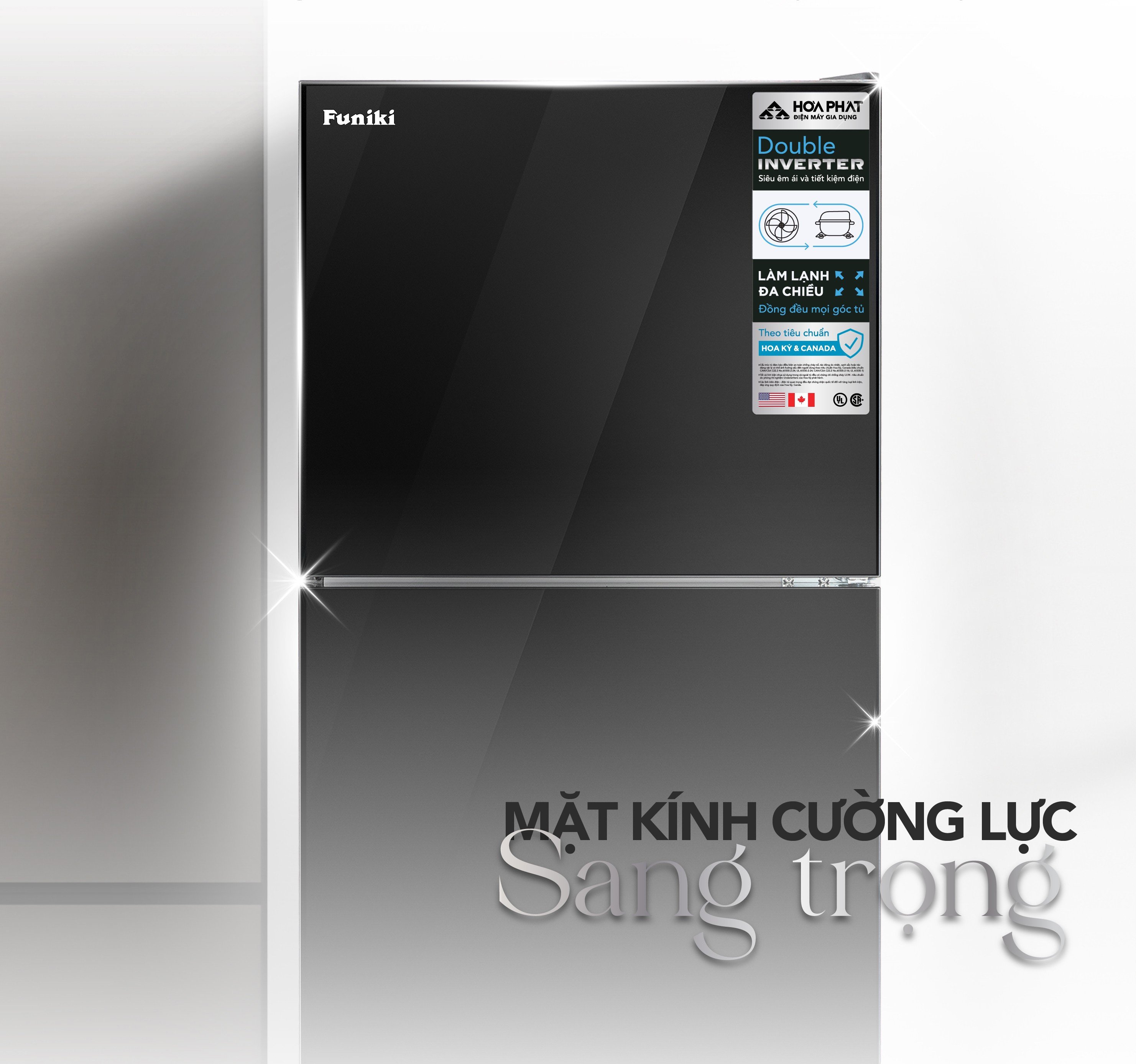Tủ lạnh Funiki HR T8286GB có mặt kính cường lực sang trọng