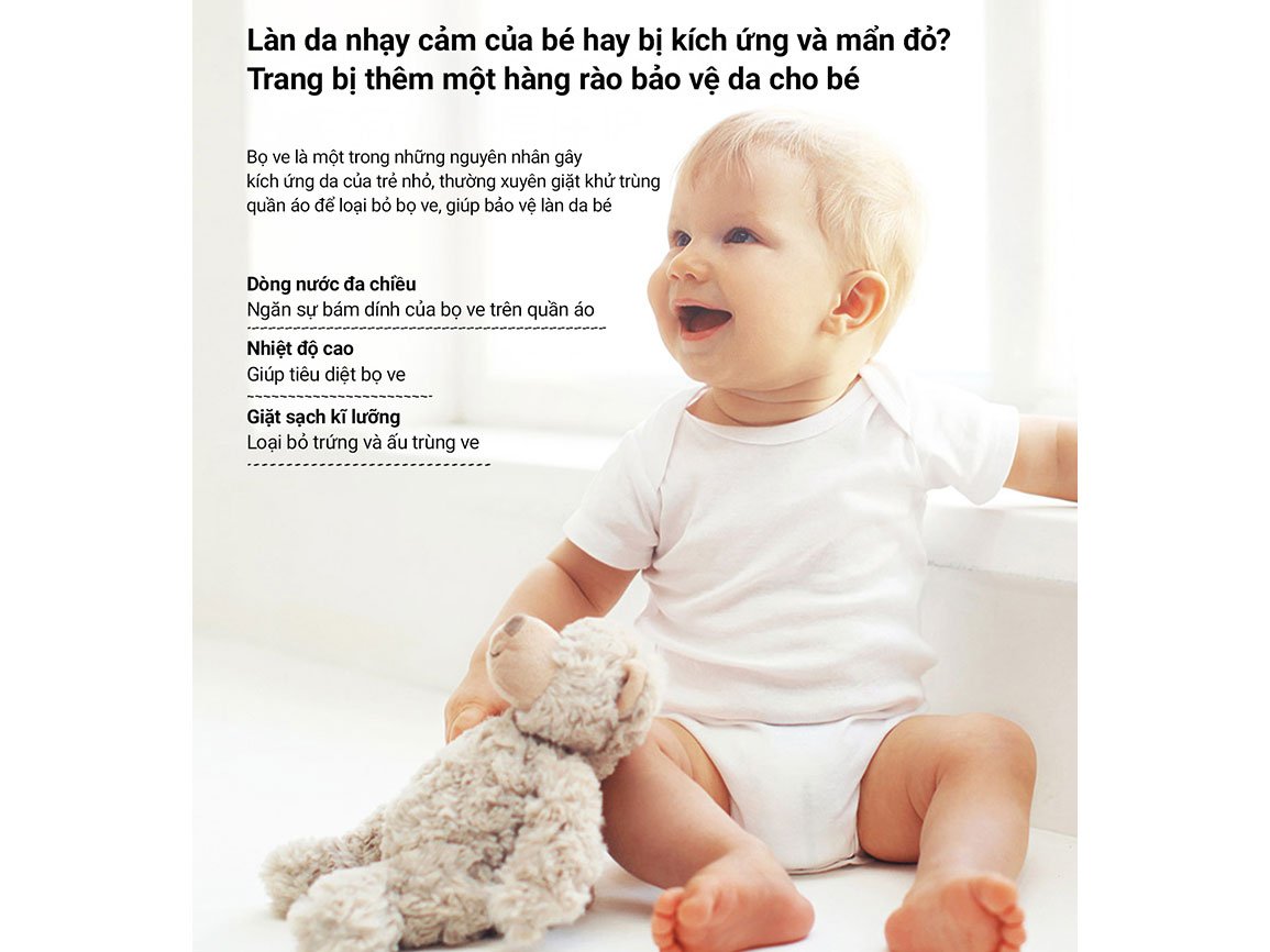 Máy giặt mini hỗ trợ giặt nước nóng bảo vệ làn da bé