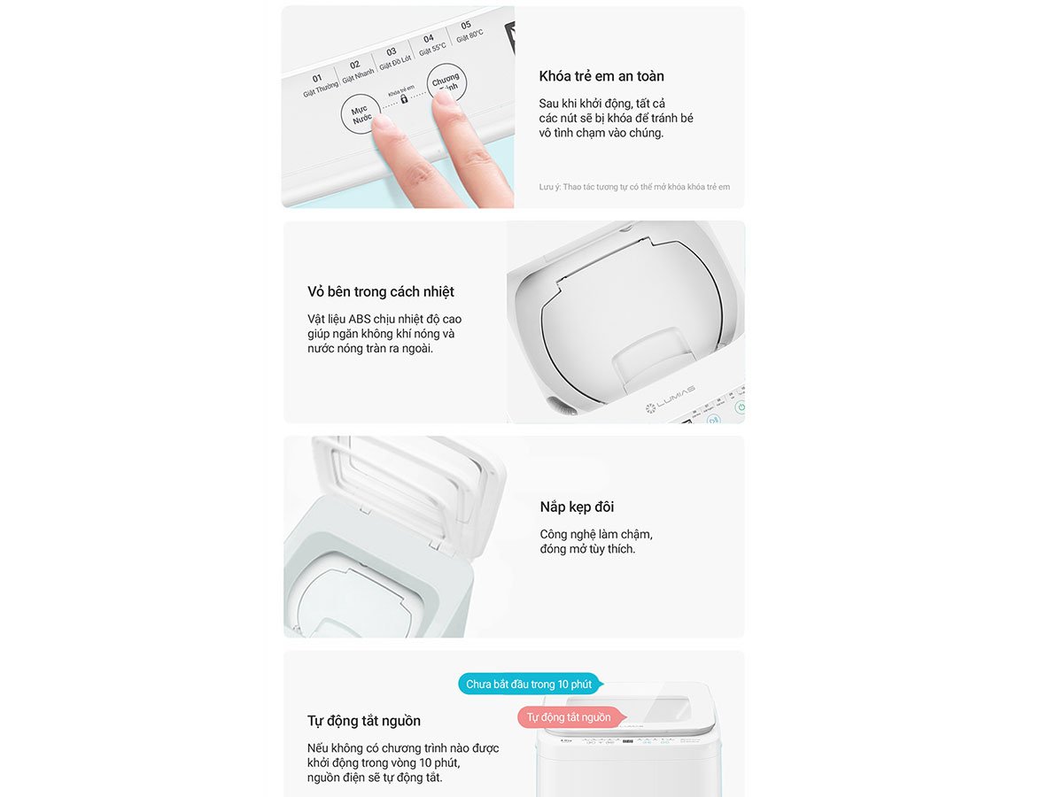 Máy giặt WS040WH có khóa trẻ em an toàn