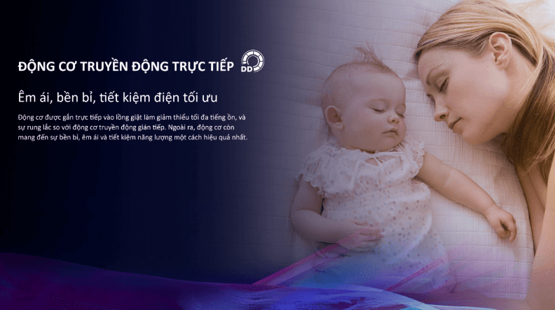 Máy giặt AQUA AQD-DDW1000J.BK sử dụng động cơ truyền động trực tiếp