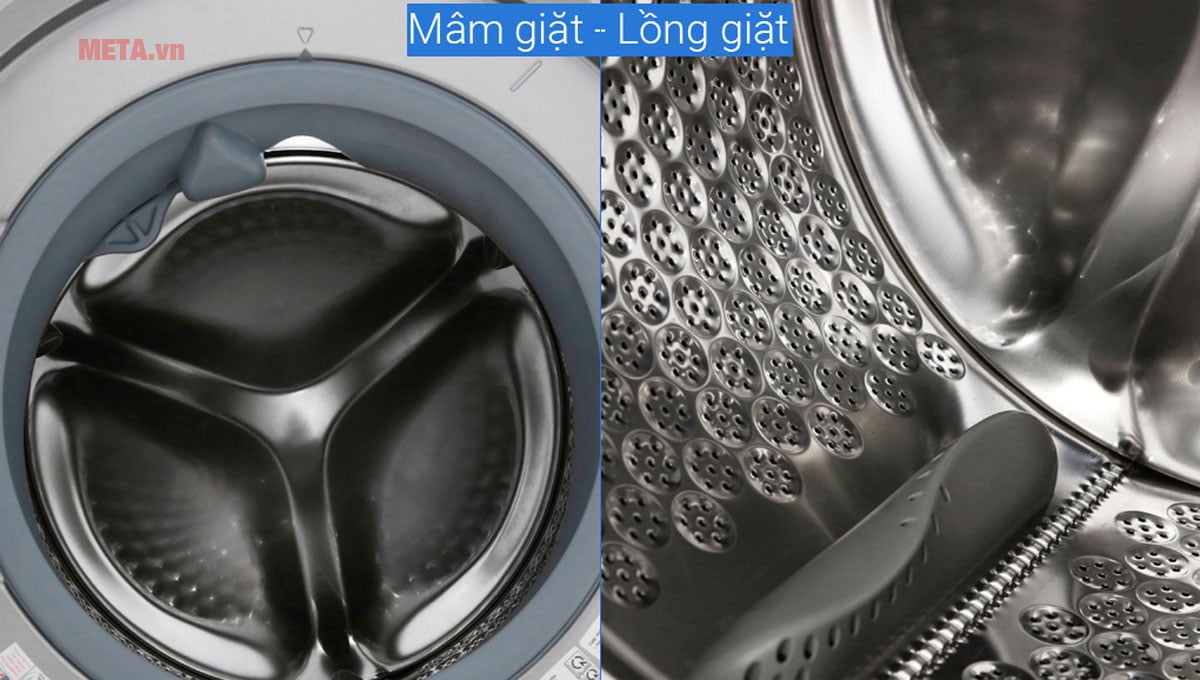 Chất liệu lồng giặt thép không gỉ thân thiện với mọi chất liệu quần áo