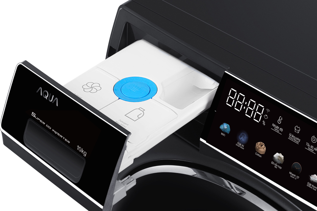 máy giặt cửa trước AQUA AQD-DDW1000J.BK có tính năng tự động phân bổ nước giặt và nước xả