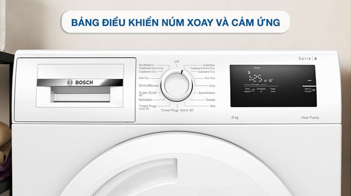 Máy sấy quần áo Bosch WTH83008SG được trang bị bảng điều khiển hiện đại