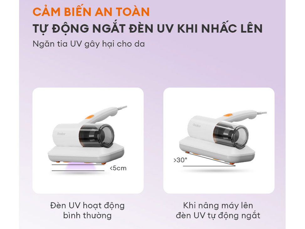 Máy hút bụi Gaabor tự ngắt đèn UV khi nhấc lên nhờ cảm biến an toàn