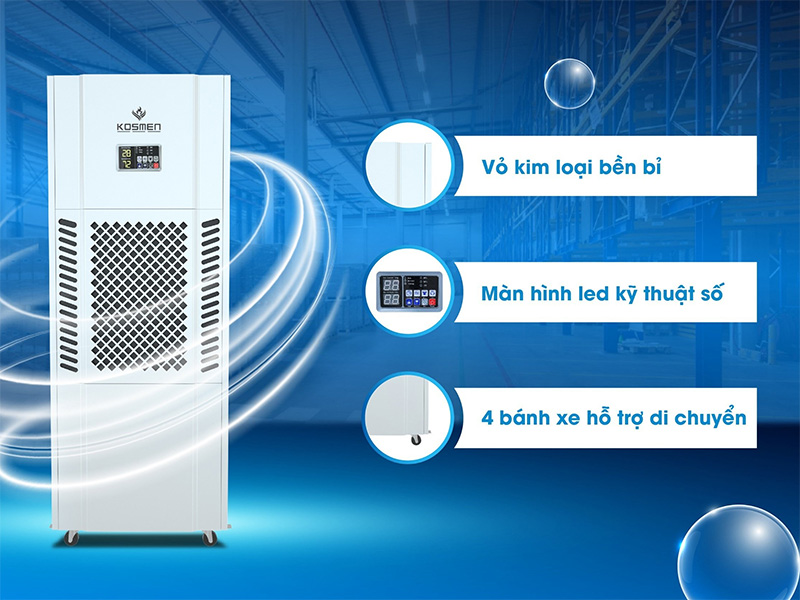 Máy hút ẩm Kosmenr KM 180S có thiết kế đẹp, chắc chắn