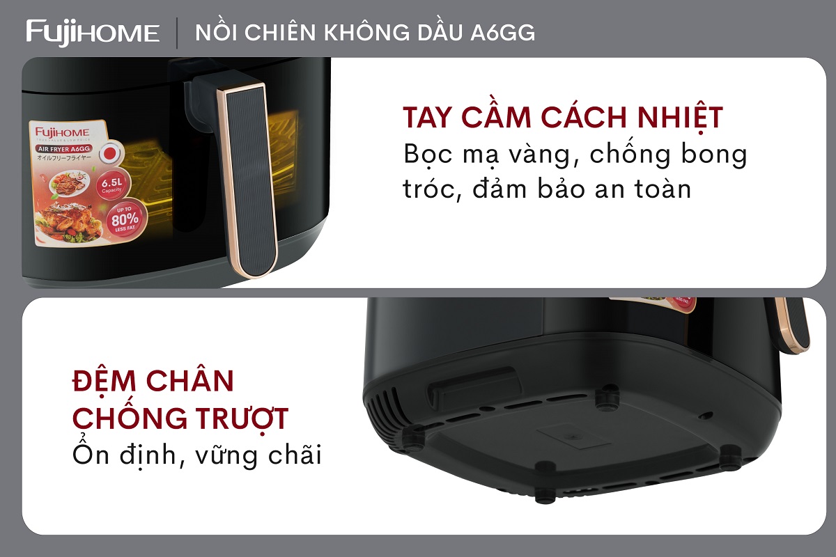 Nồi chiên không dầu có tay cầm chống nóng