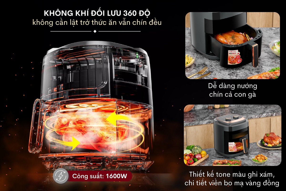 Nồi chiên chân không nướng thực phẩm không cần lật trở