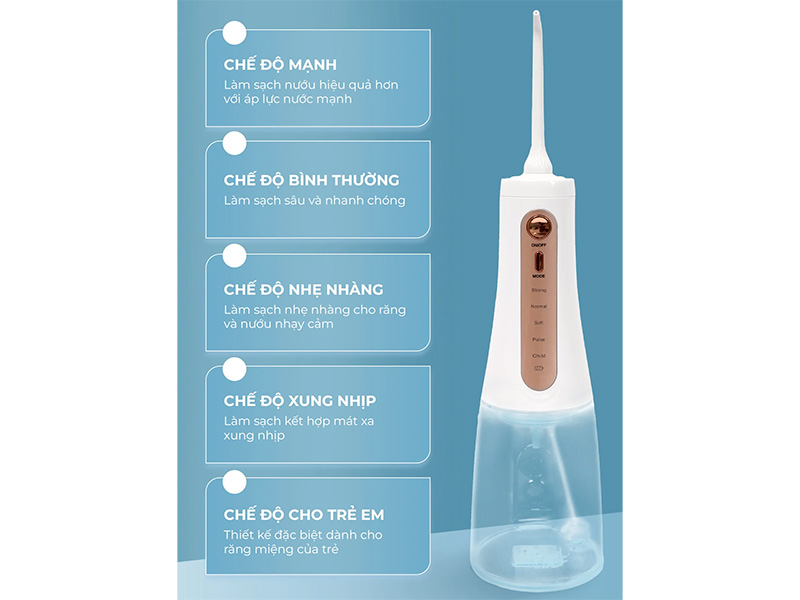 Máy có 5 chế độ làm sạch