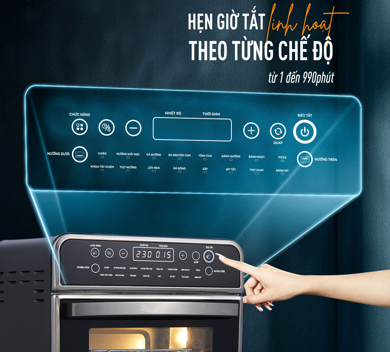 Nồi chiên không dầu điện tử có hẹn giờ tắt