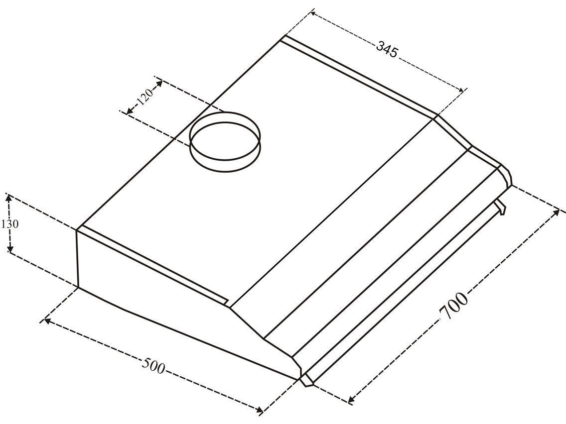 Máy hút mùi Dann có ống thoát 120mm