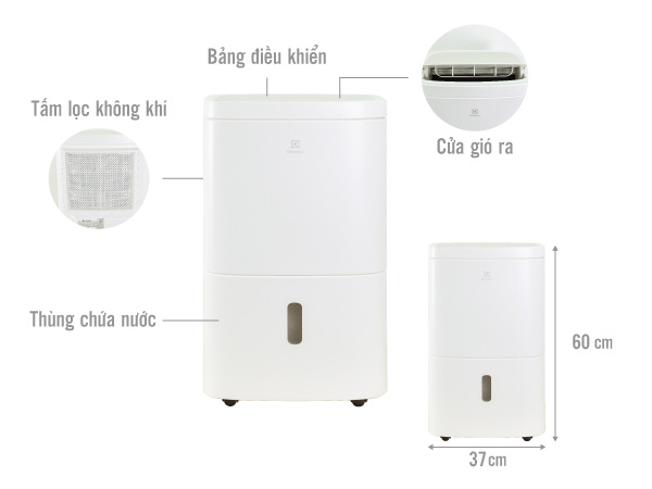 Cấu tạo máy hút ẩm Electrolux UltimateHome 300 EDH10TRBW1