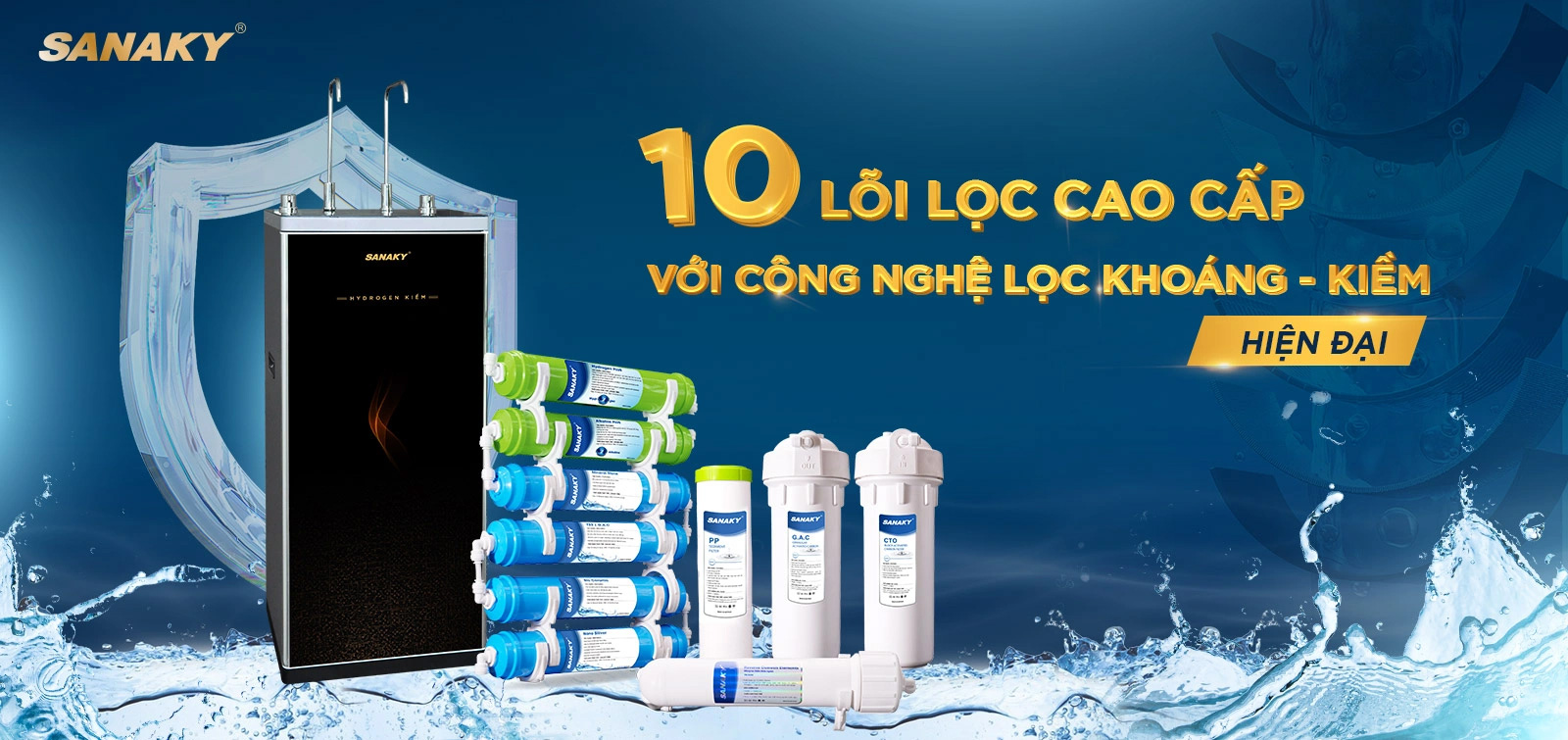 Hệ thống 10 lõi lọc cao cấp – Công nghệ Khoáng – Kiềm