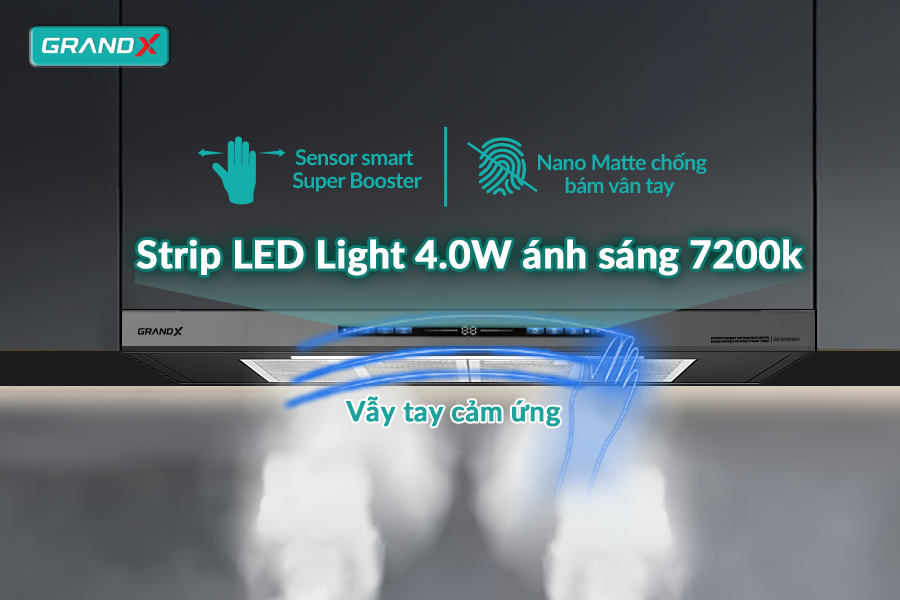 Máy hút mùi âm tủ điều khiển bằng cảm ứng