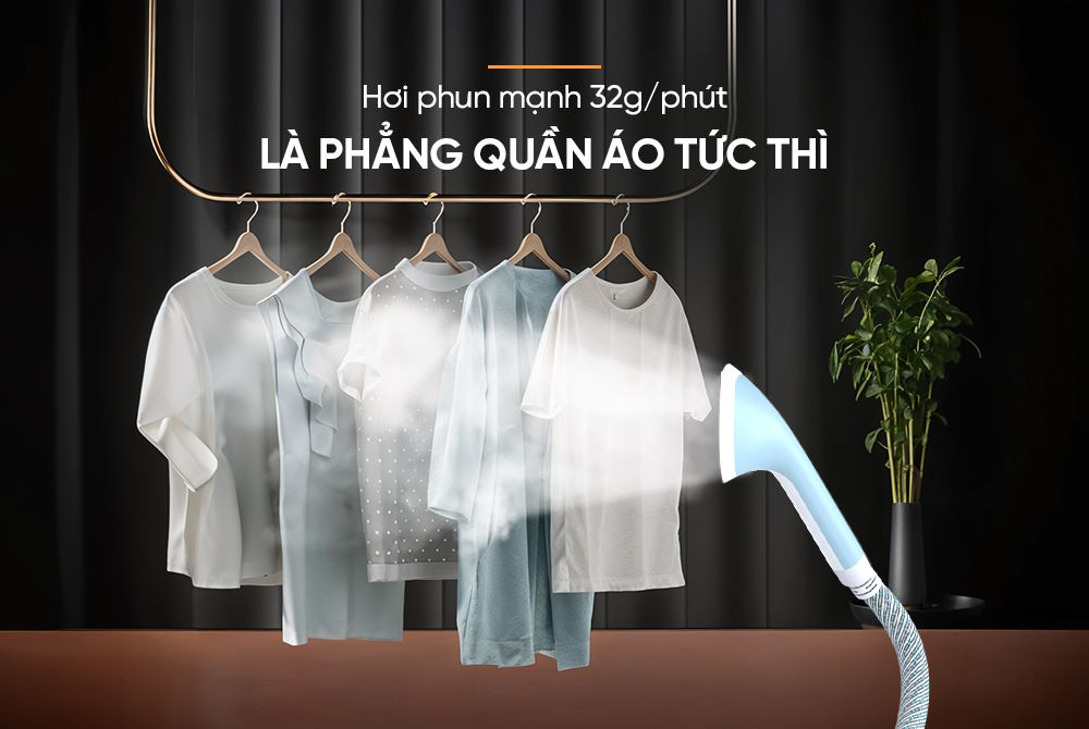 Hơi phun mạnh 32g/phút – Là phẳng tức thì mọi chất liệu