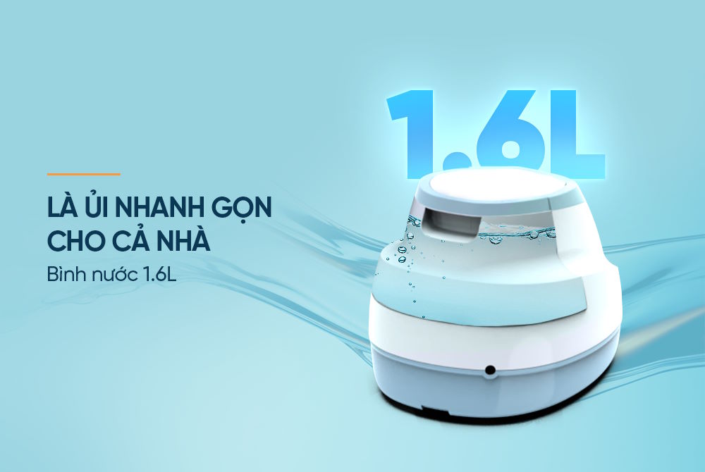 Bình nước dung tích lớn 1.6L – Là ủi liên tục không ngắt quãng