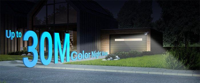 Tầm nhìn đèn hồng ngoại ban đêm tới 30m