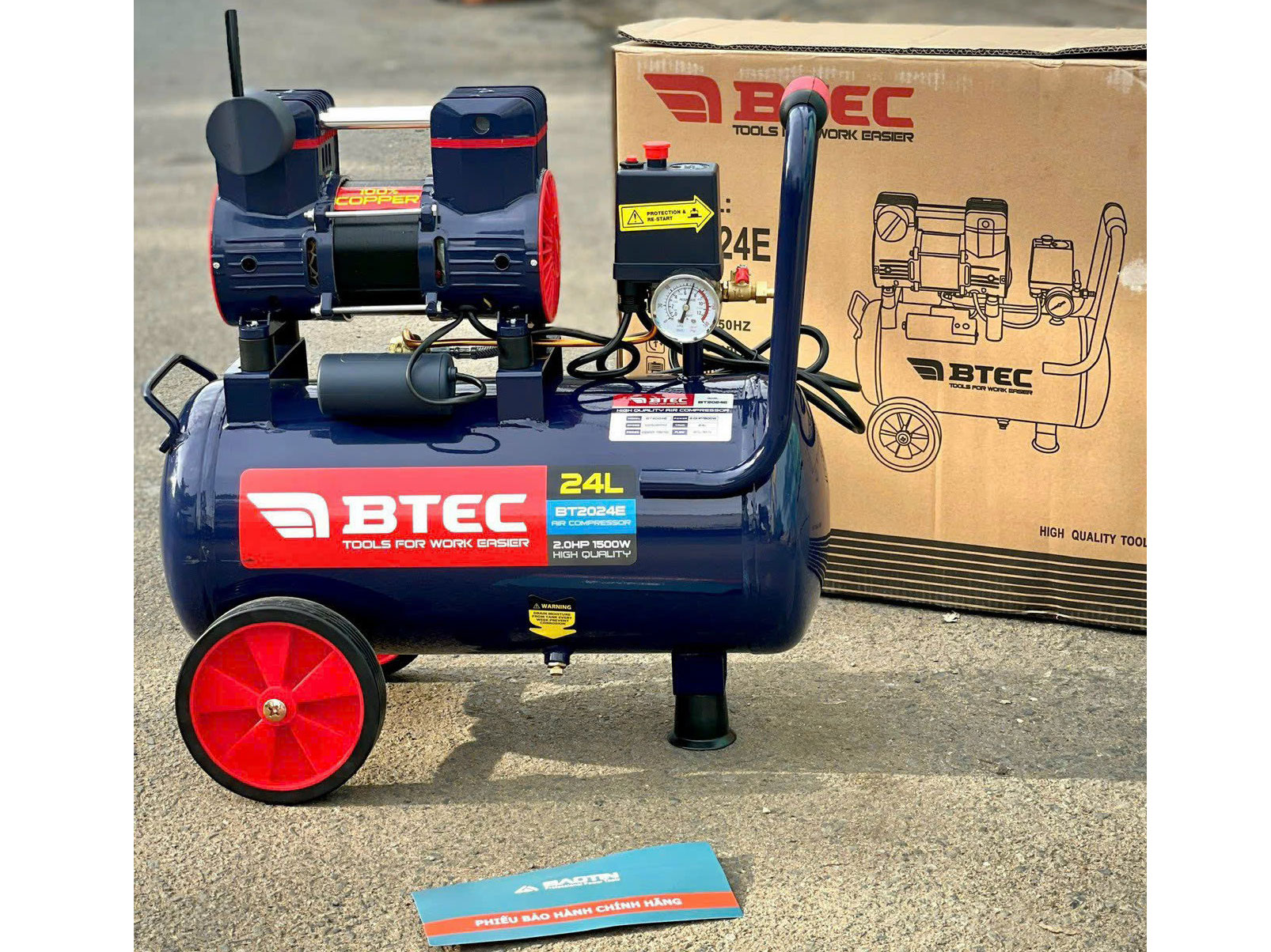 Máy nén khí BTEC BT-2024E có khả năng nén khí cực nhanh chỉ trong khoảng 50 giây