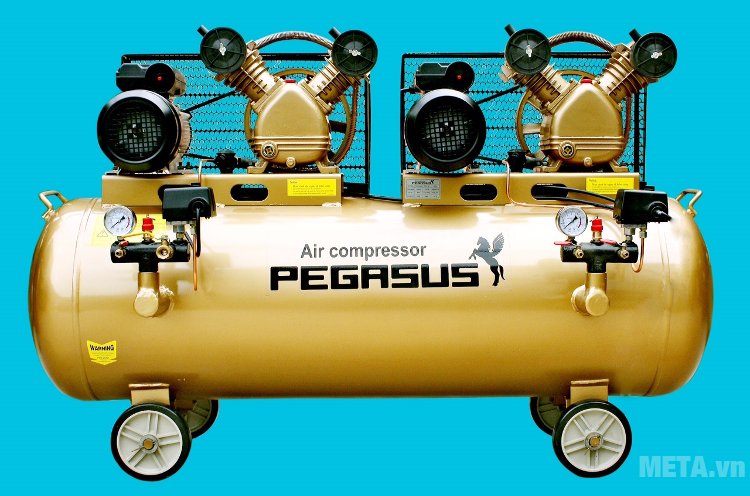 Máy nén khí Pegasus TM-V-0.25/8x2 có trang bị 4 bánh xe giúp di chuển nhẹ nhàng