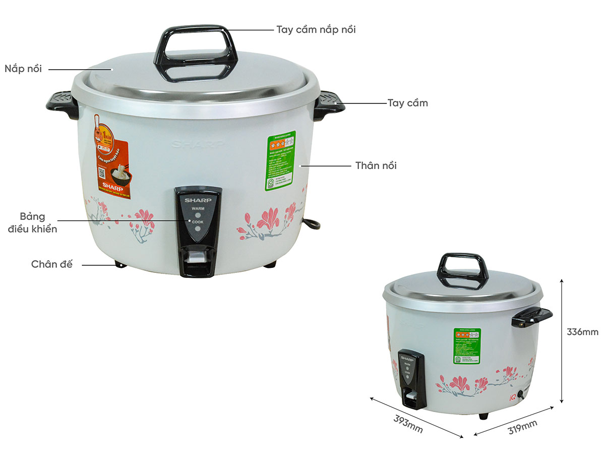 Cấu tạo của nồi cơm điện Sharp 3.8 lít KSH-D44V