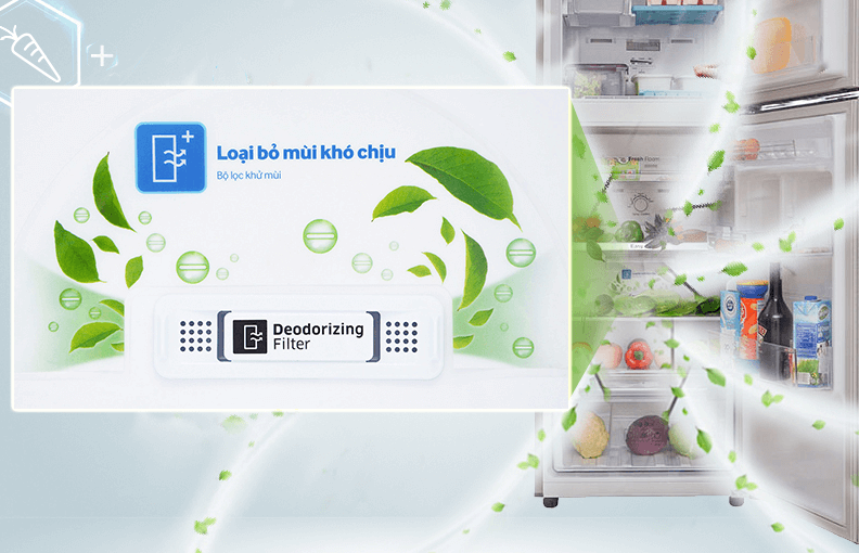 Tủ lạnh Samsung RS64R53012C/SV trang bị bộ lọc than hoạt tính Deodorizer kháng khuẩn, loại bỏ mùi hôi khó chịu