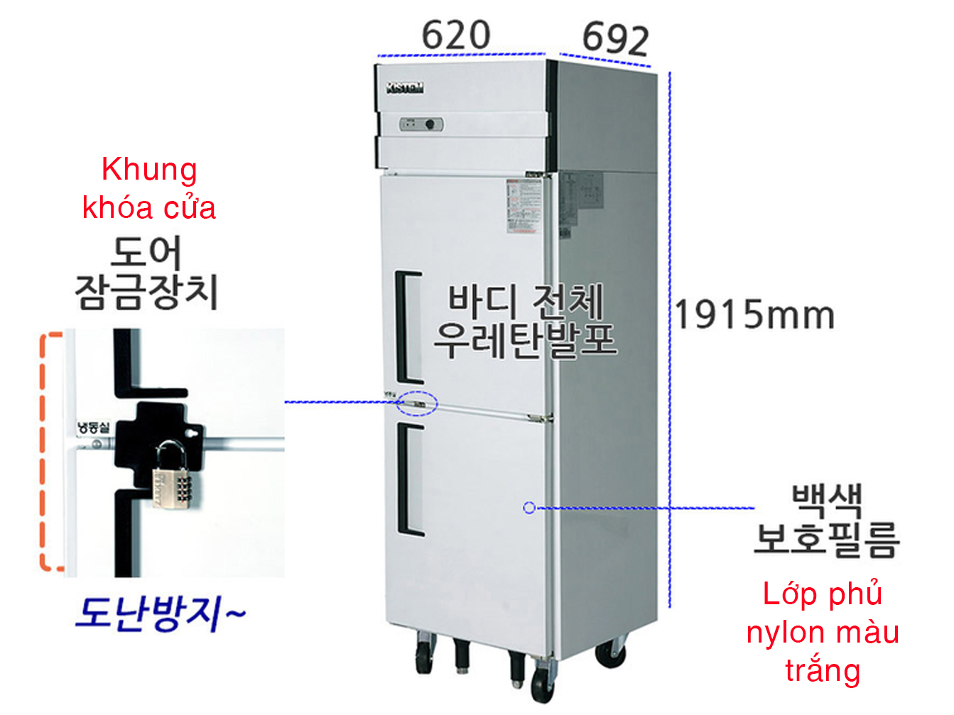 Kích thước bên ngoài tủ đông