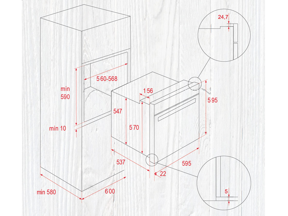 Kích thước lắp đặt lò nướng