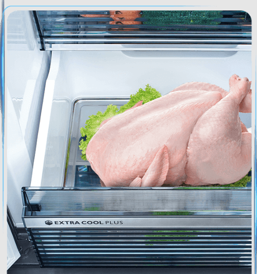 Sharp FXP640VG-BK là mẫu tủ lạnh 4 cánh có ngăn đông mềm Extra Cool Plus