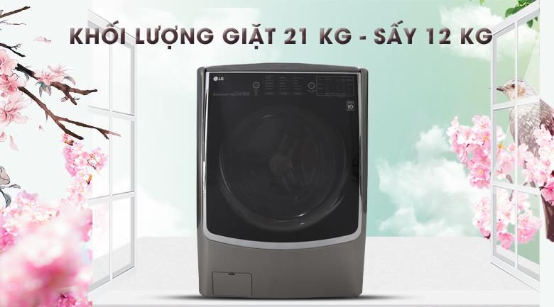 Máy giặt lồng ngang LG Twinwash inverter F2721HTTV 21kg giặt, 12kg sấy