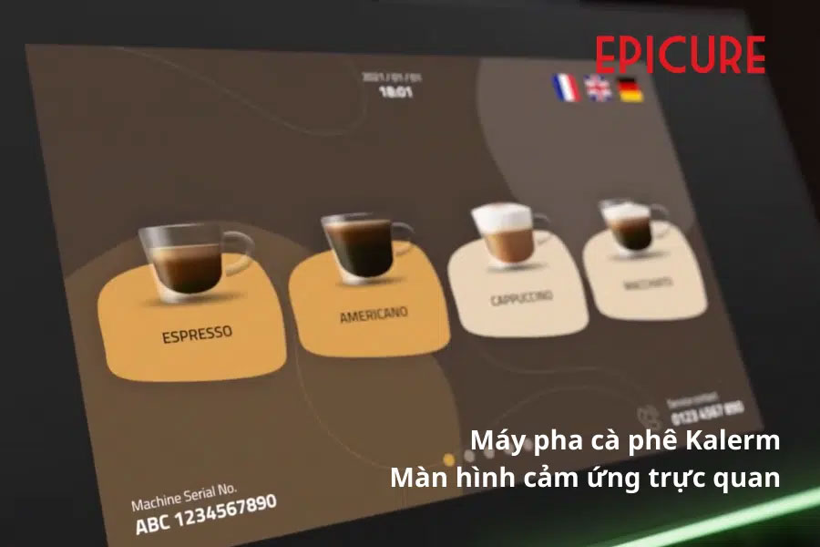 Máy pha cà phê tự động Kalerm có màn hình cảm ứng