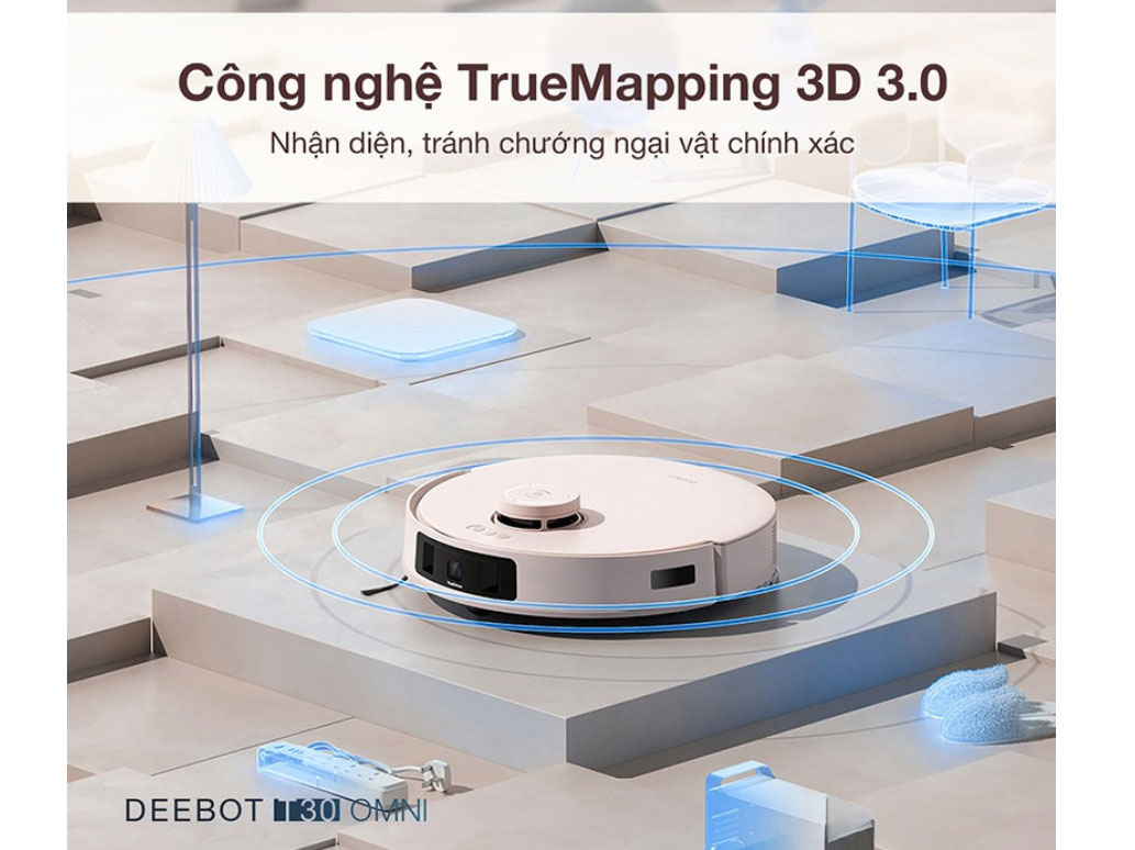 Robot hút bụi lau nhà Ecovacs có cảm biến TrueDetect 3D 3.0