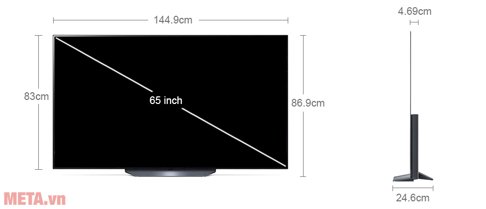 Kích thước tivi LG OLED65B1PTA
