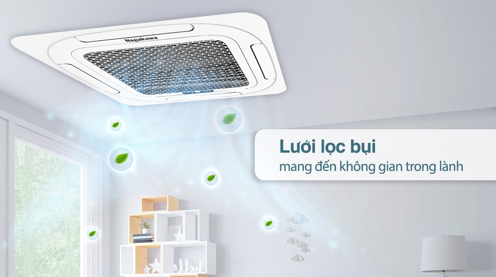 Máy lạnh âm trần Nagakawa NT-C36R1T20 có hệ thống lọc khí đa lớp bảo vệ sức khỏe hô hấp