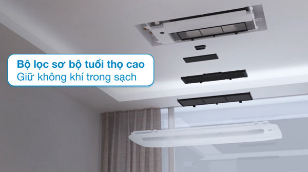 Máy lạnh âm trần LG ZTNQ12GULA0 được trang bộ lọc sơ bộ cho không gian thoáng sạch, an toàn