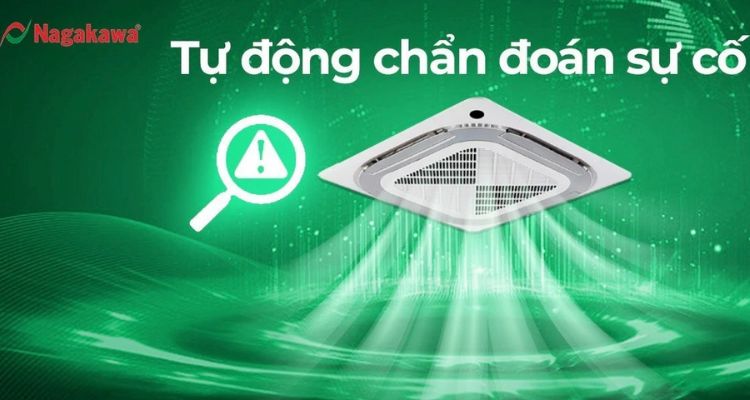 Điều hòa âm trần Nagakawa Cassette 8 hướng thổi NT-A28R1U16 tích hợp tính năng tự chẩn đoán lỗi