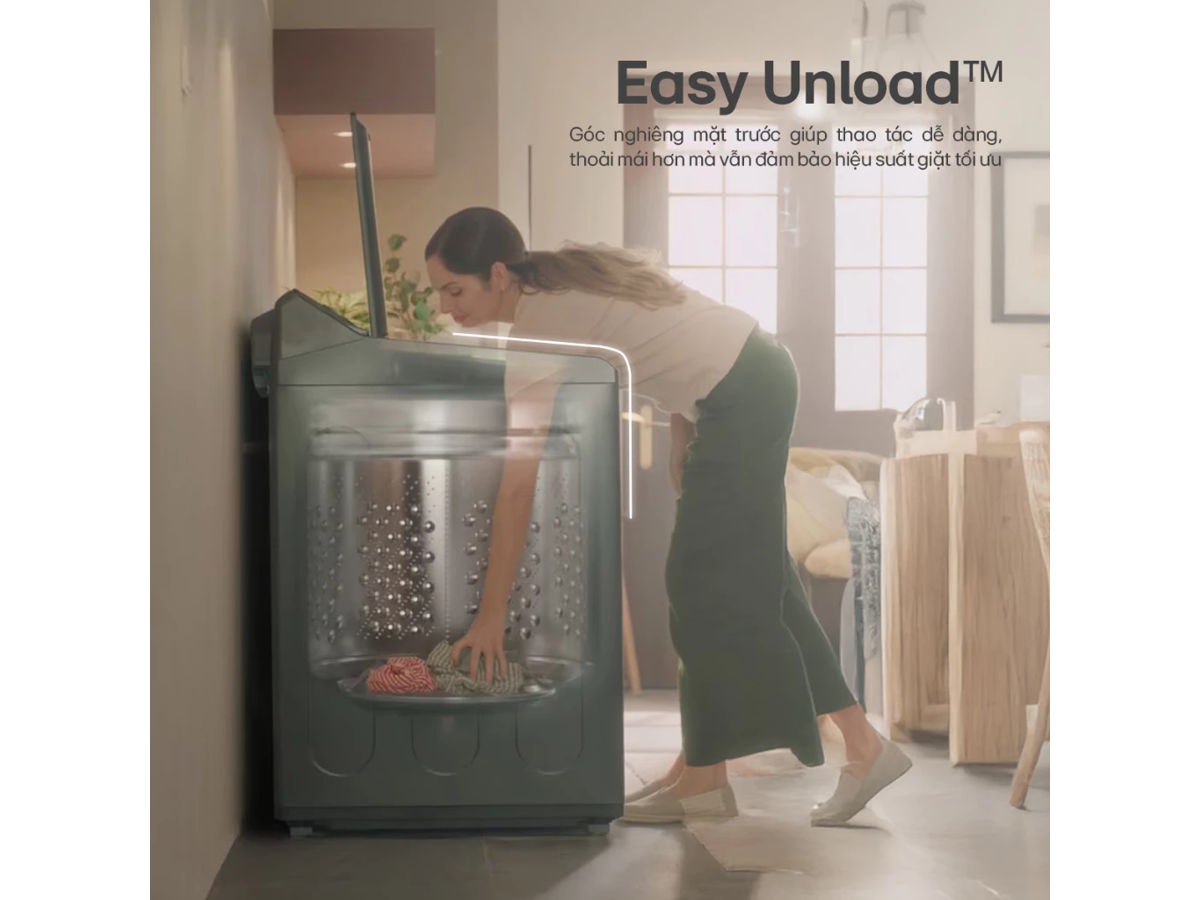 Máy giặt có cửa đứng, dễ lấy đồ