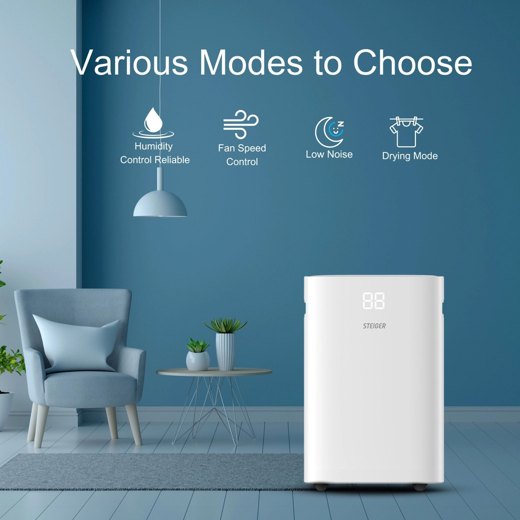 Linh hoạt với 3 chế độ hút ẩm và 2 tốc độ quạt