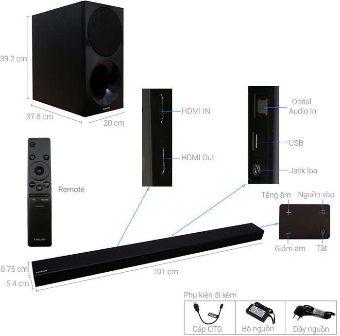 Chi tiết loa soundbar Samsung HW-M550/XV