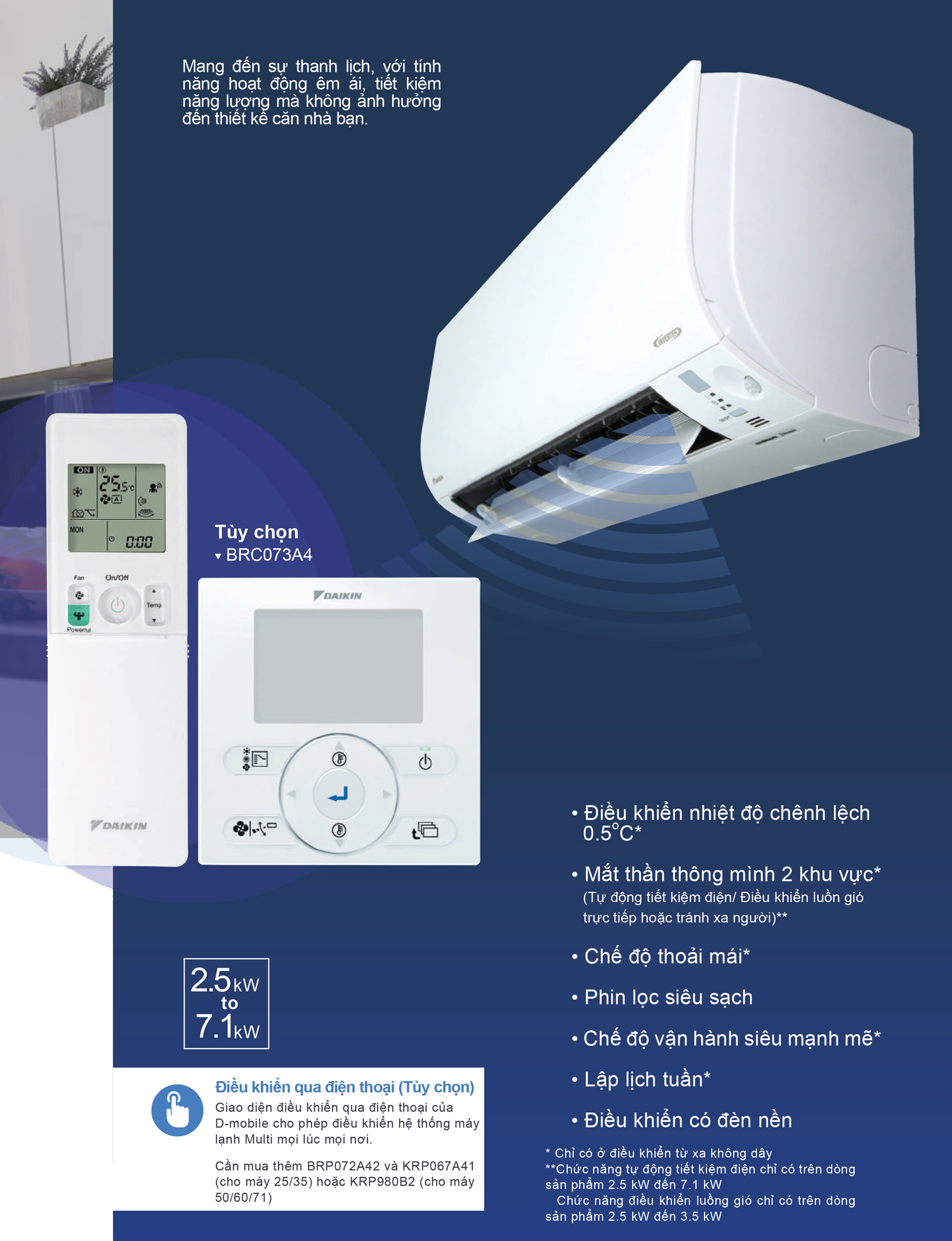 Dàn lạnh đi kèm điều khiển từ xa